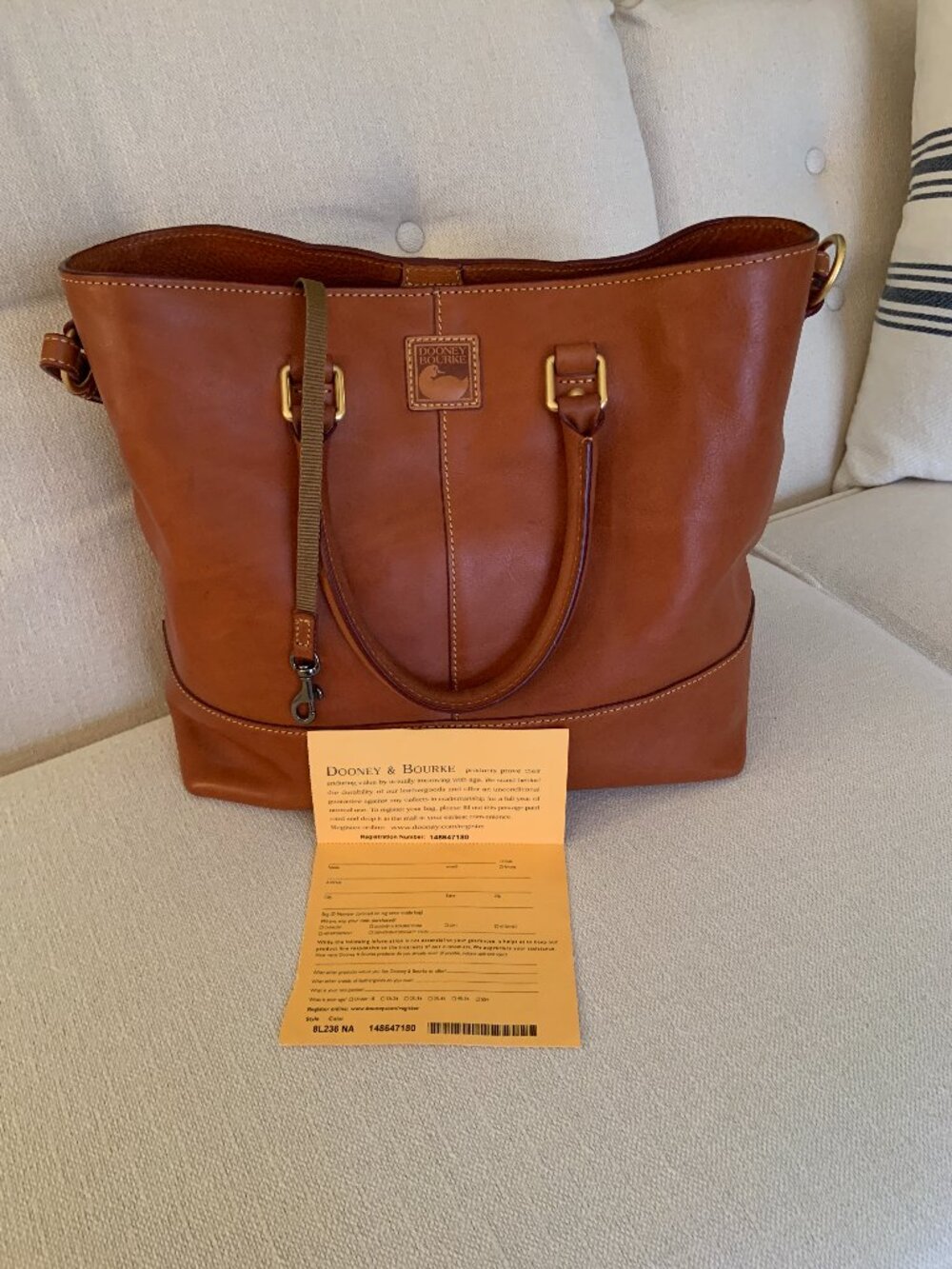 Dooney & Bourke Florentine Chelsea Shopper Tote – Leather Handbag in Natural Tan - Picture 11 of 15